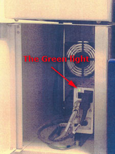 photo of part of the instriment showing the green light.